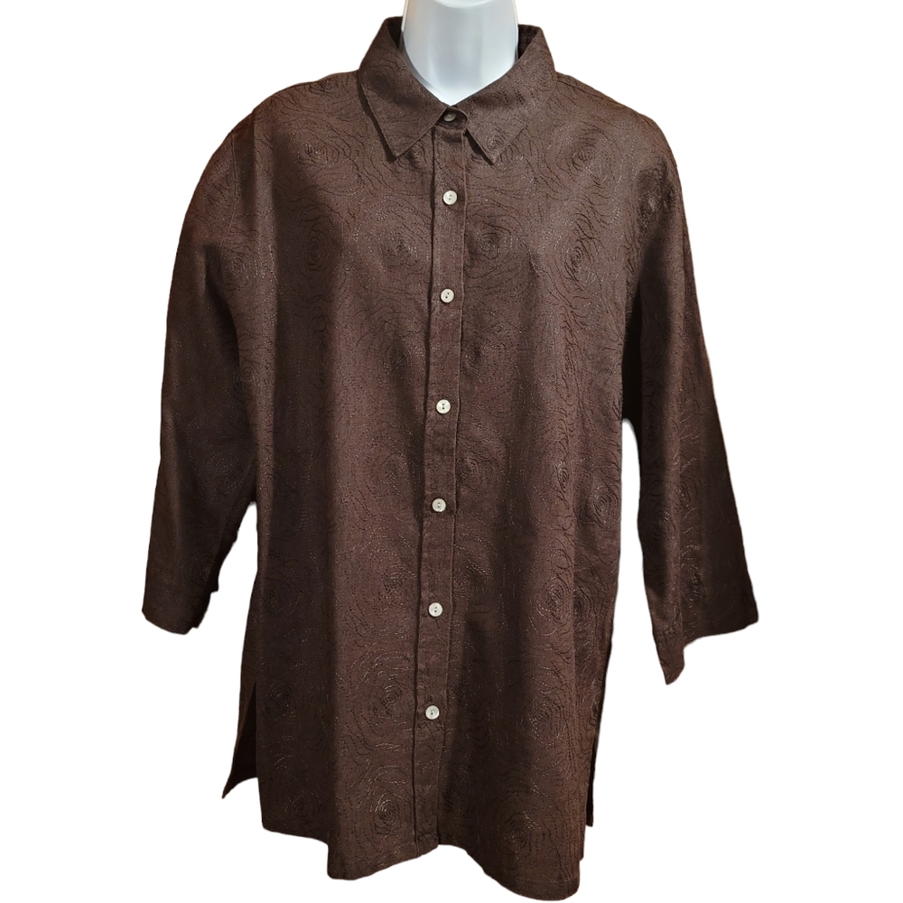 Chico's Stitched Design Button Down Shirt